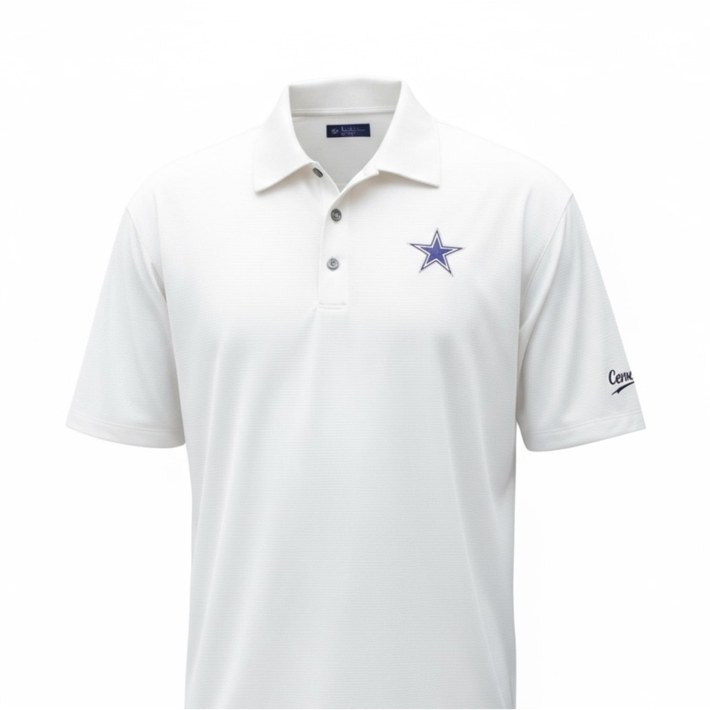 Nike Dallas Cowboys On-Field Polo Shirt White NFL UV Performance Large Blue Star